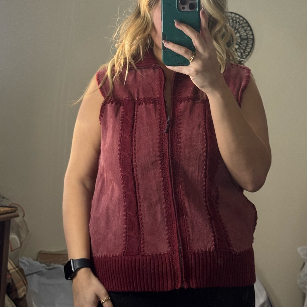 Kikit Maroon Knit Zip-Up Jacket